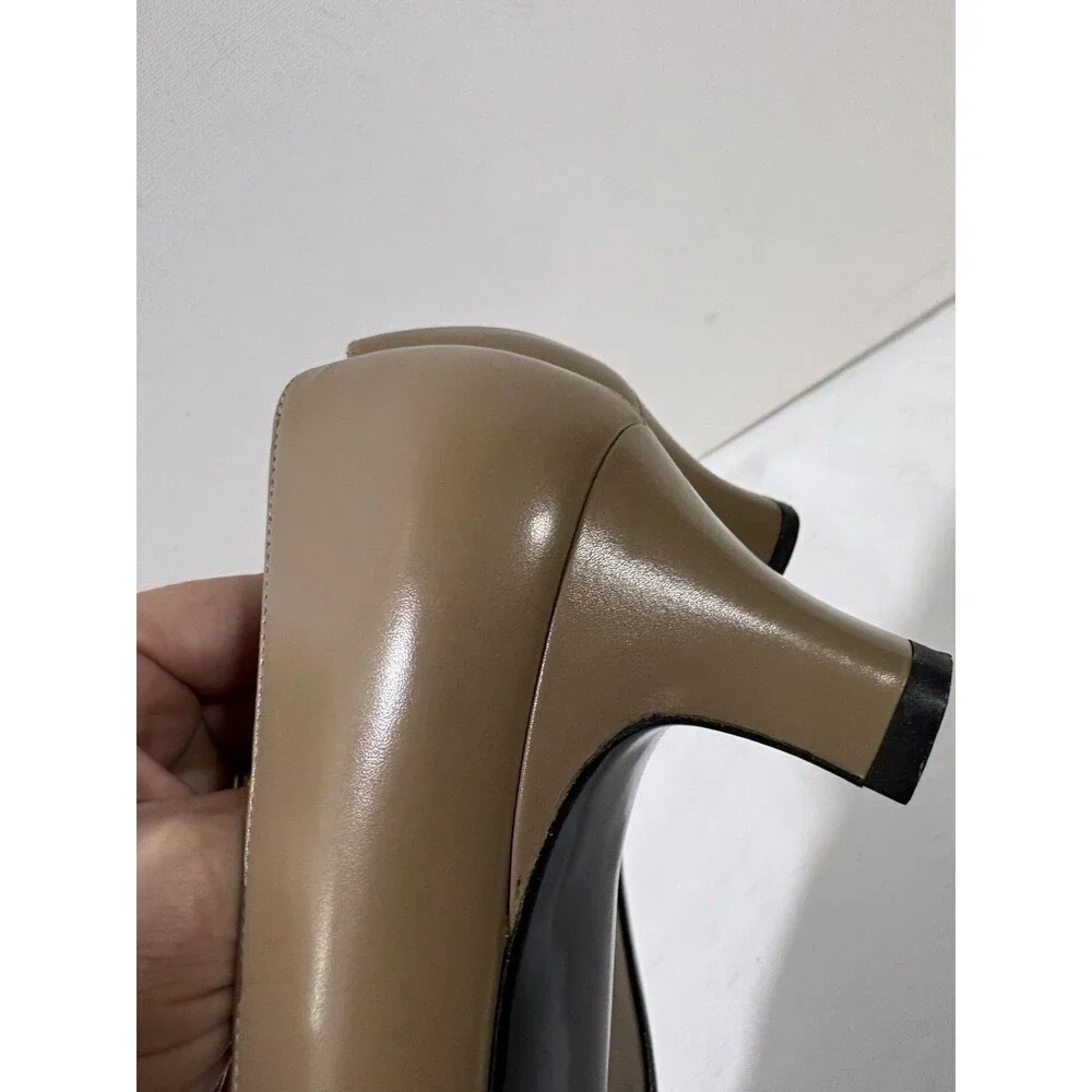 Vintage Salvatore Ferragamo Lizard Cap Toe Kitten Heels Taupe Beige Size 10 4A